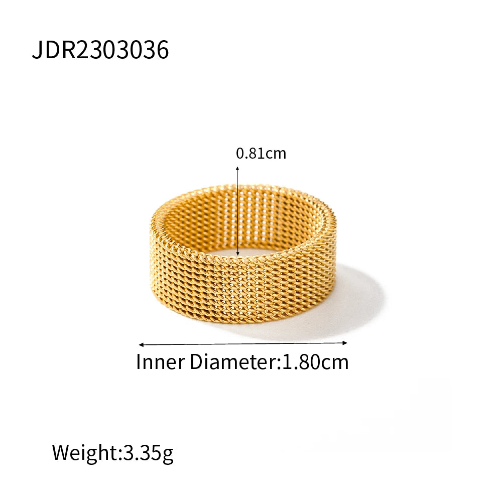 Woven Wide Band Ring — Stainless Steel · PS382
