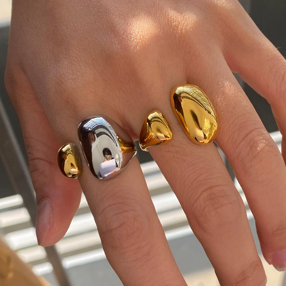 Two-Tone Dome Ring — Stainless Steel · PS268