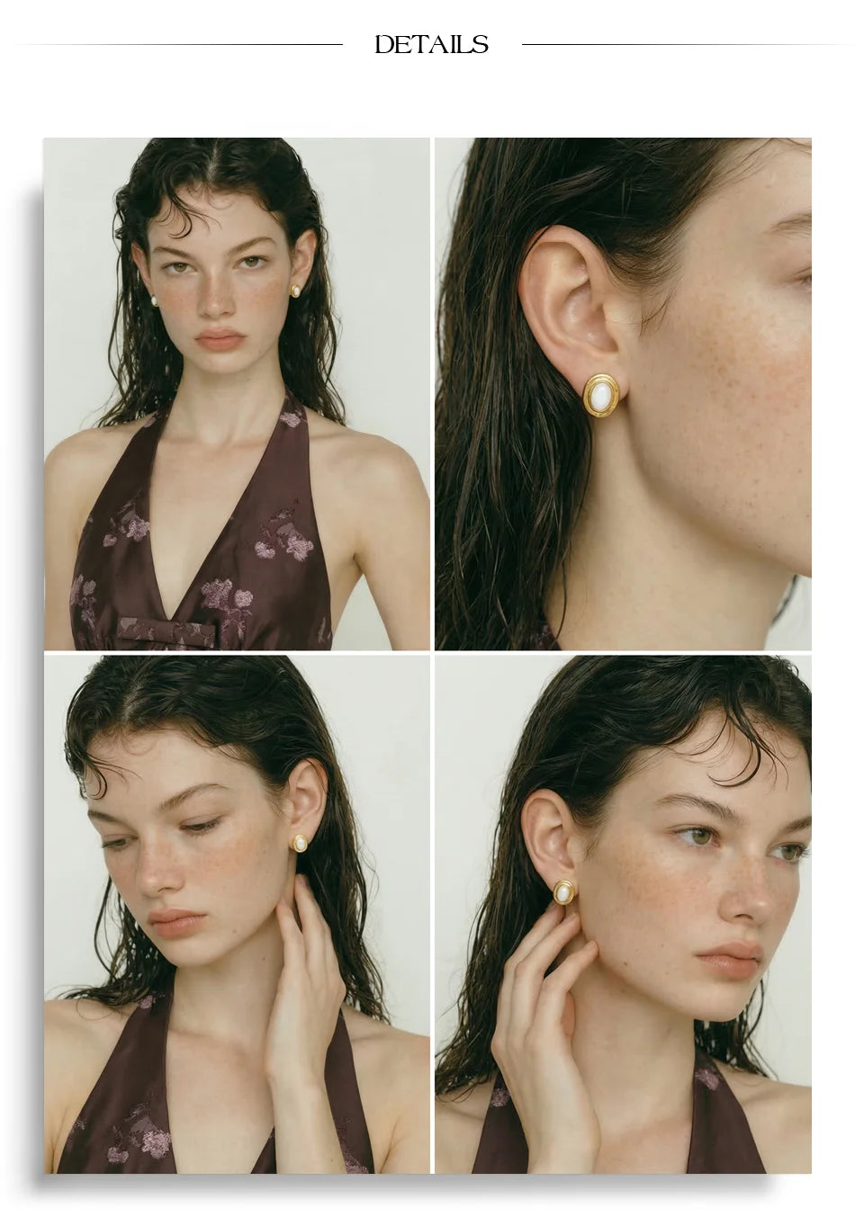 Natural Stone Geometric Earrings — Gold-Plated Stainless Steel with Natural Stone · PS1654