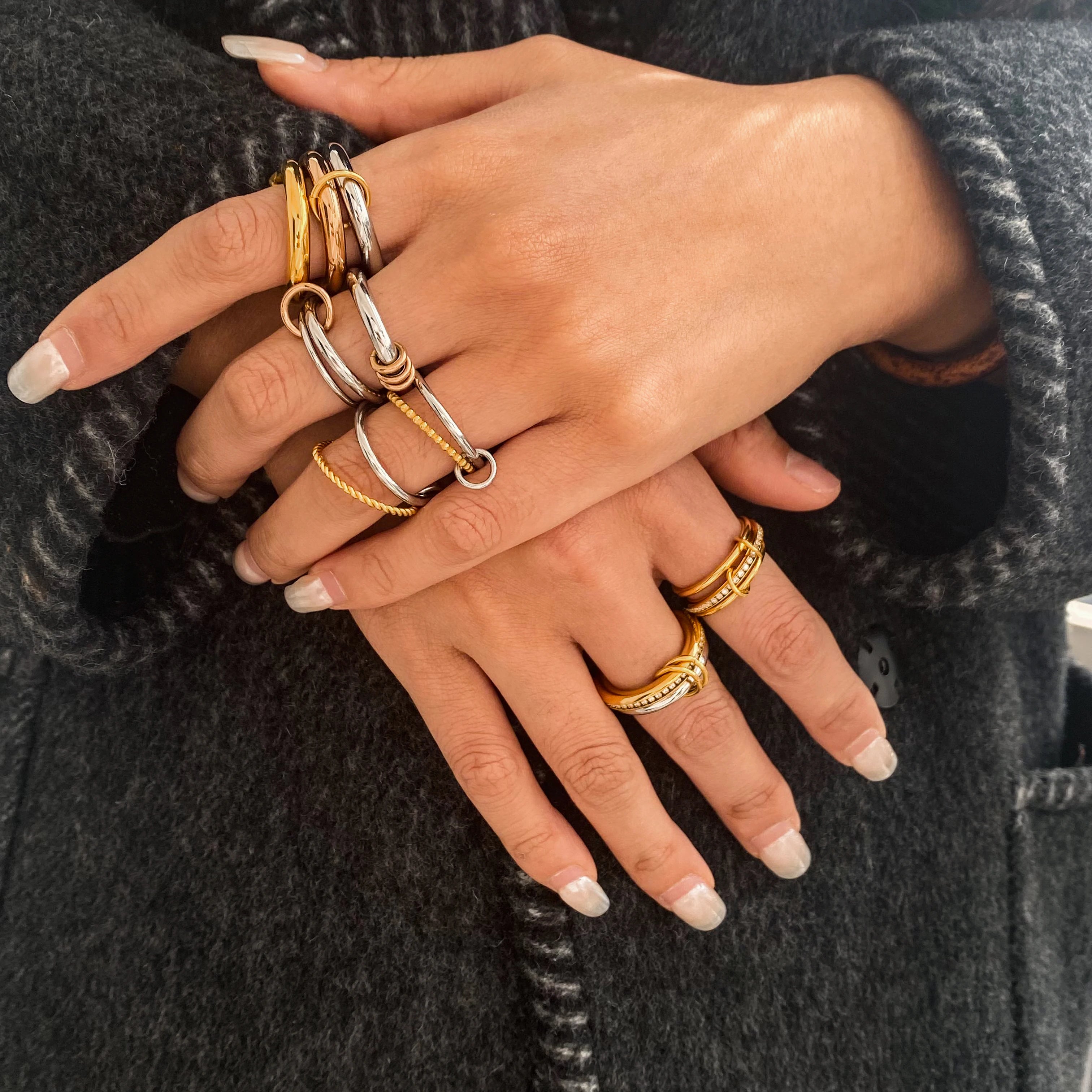 Mixed Band Ring Stack — Stainless Steel · PS273