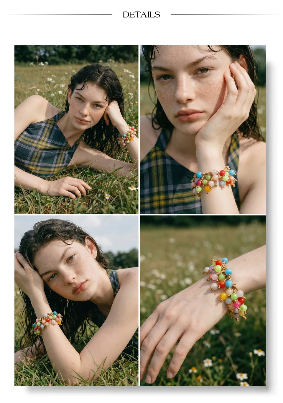 Resin beaded multi-color bracelet in resin.