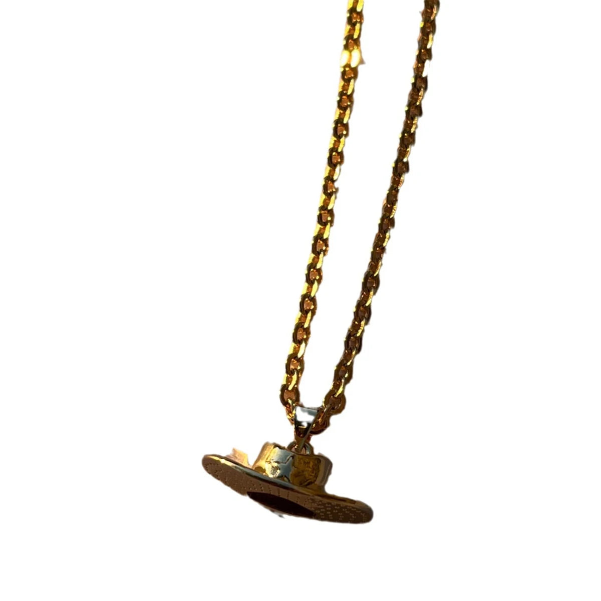Stainless steel artistic retro cowboy boot cap horseshoe star necklace plated with real gold for color preservation
