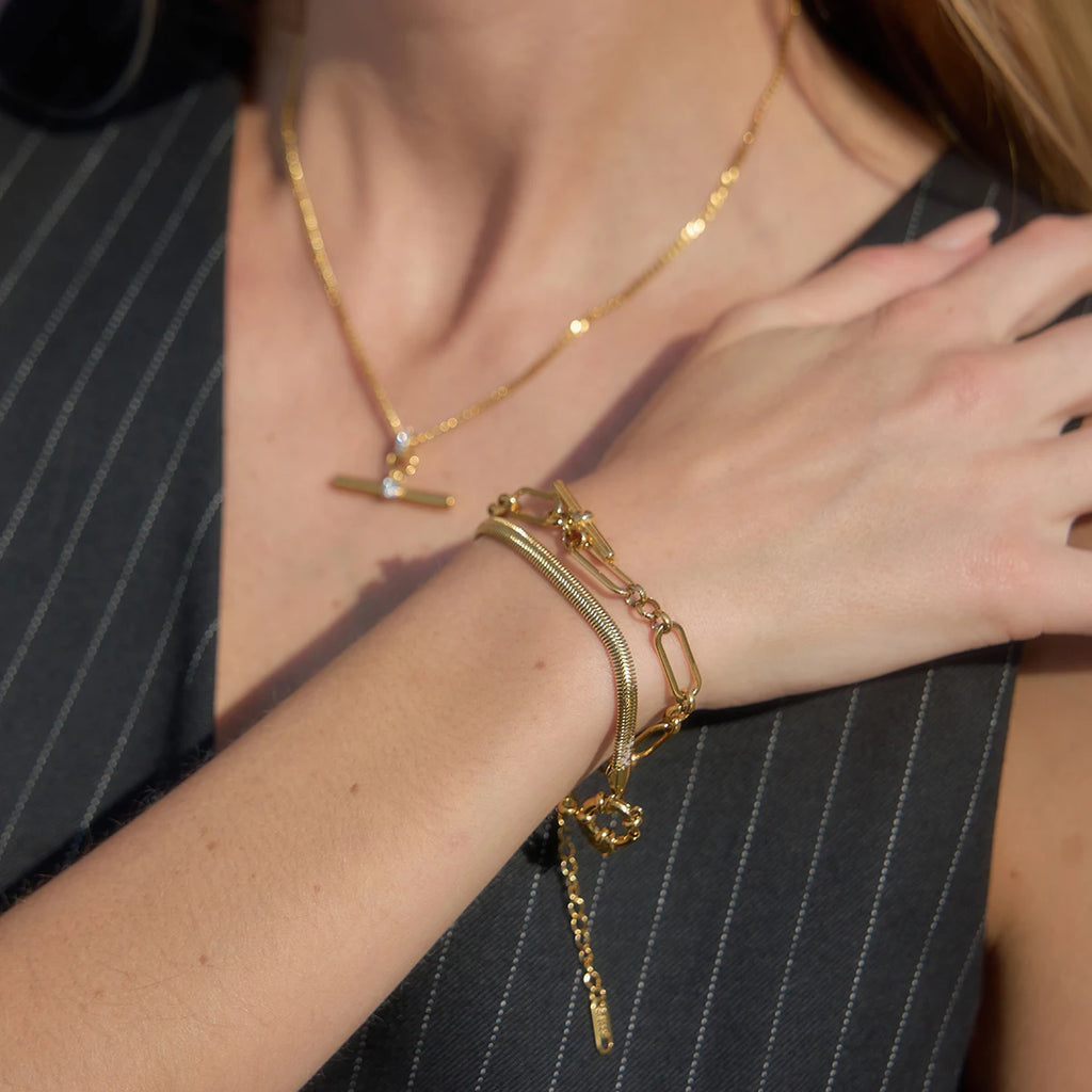 Paperclip Pearl Chain Bracelet — Stainless Steel · PS009