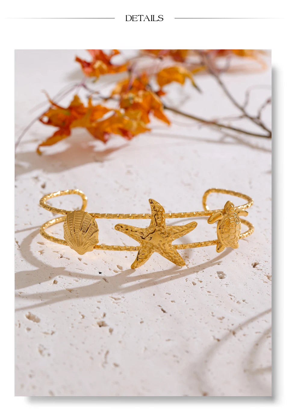 Shell Star Sun Bracelet — Gold-Plated Stainless Steel with Shell · PS2309