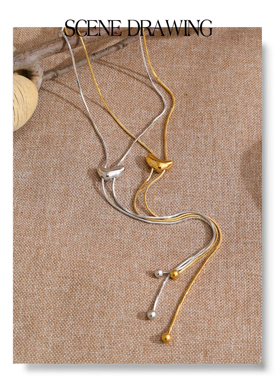 Geometric chain necklace in gold-plated stainless steel.