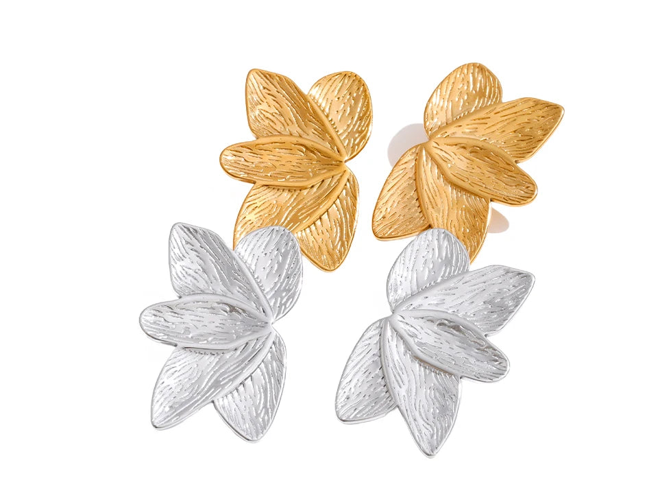 Flower Earrings — Gold-Plated Stainless Steel · PS1717