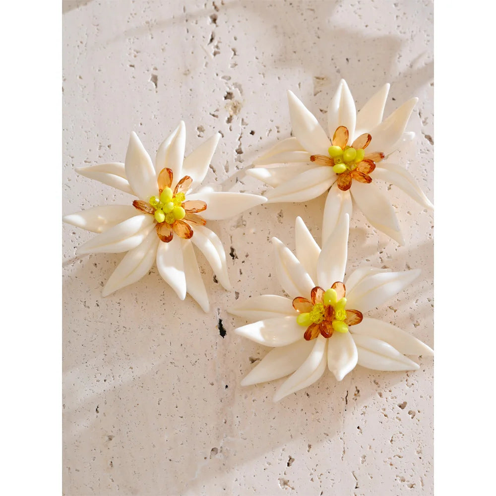 Acrylic Flower Earrings — Gold-Plated Stainless Steel with Acrylic · PS1594