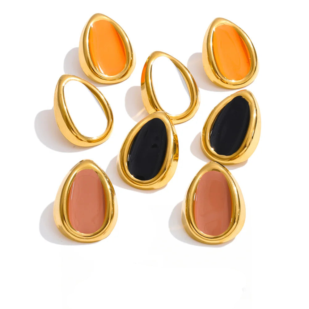 Gold-plated earrings with enamel stones.