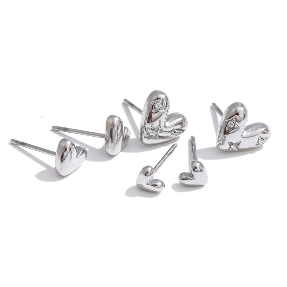 Cubic Zirconia Heart Earrings — Gold-Plated Stainless Steel with Cubic Zirconia · PS1134
