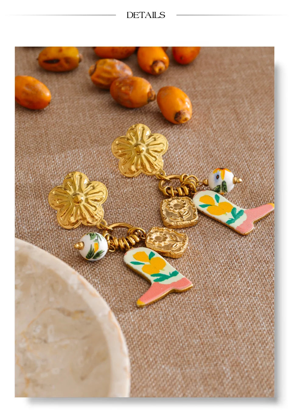 Flower Earrings — Gold-Plated Stainless Steel · PS1090
