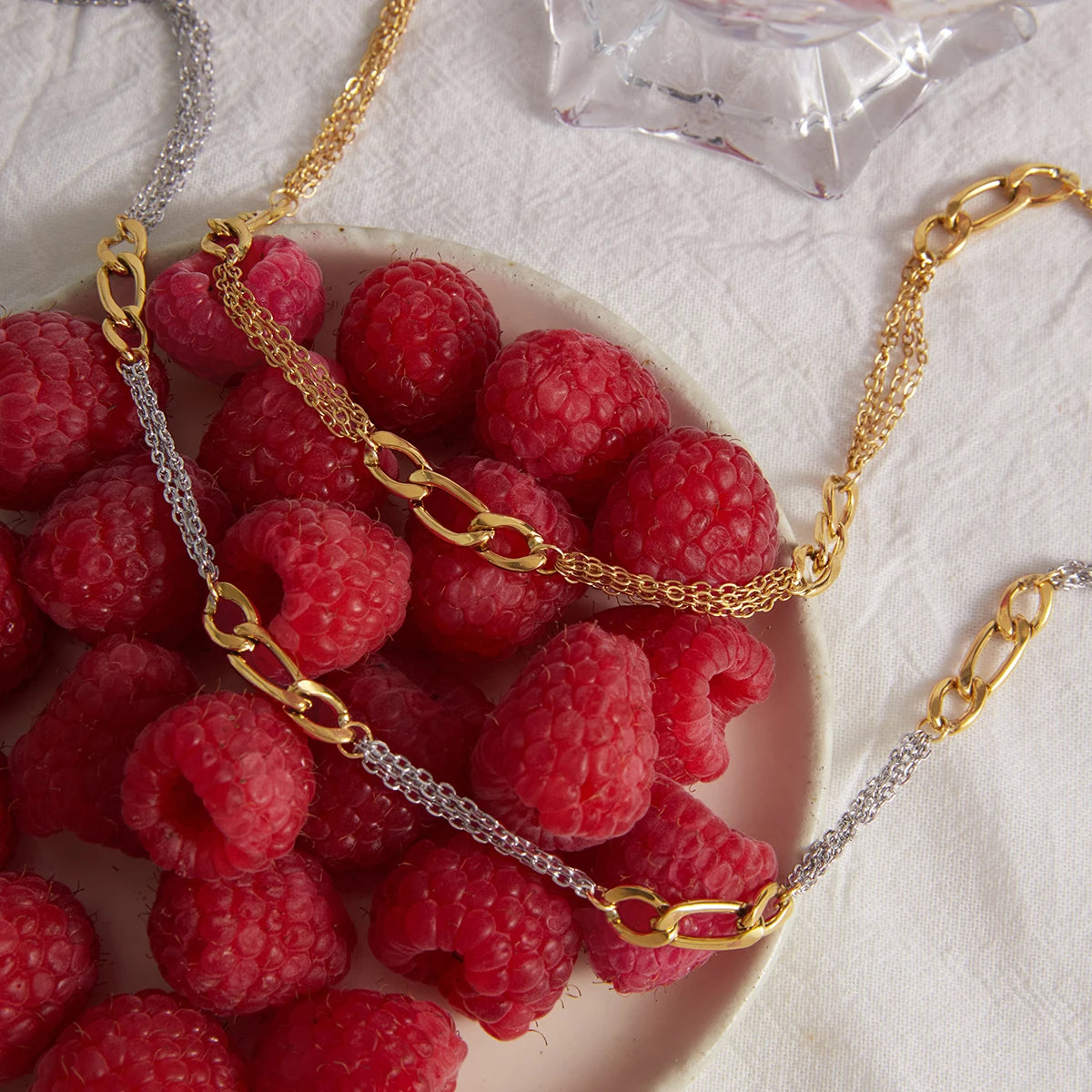 Two-Tone Figaro Chain Necklace — Stainless Steel · PS357