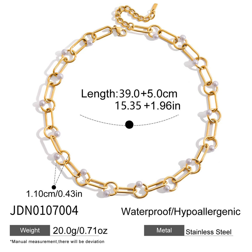 Pearl Choker Necklace — Stainless Steel · PS332