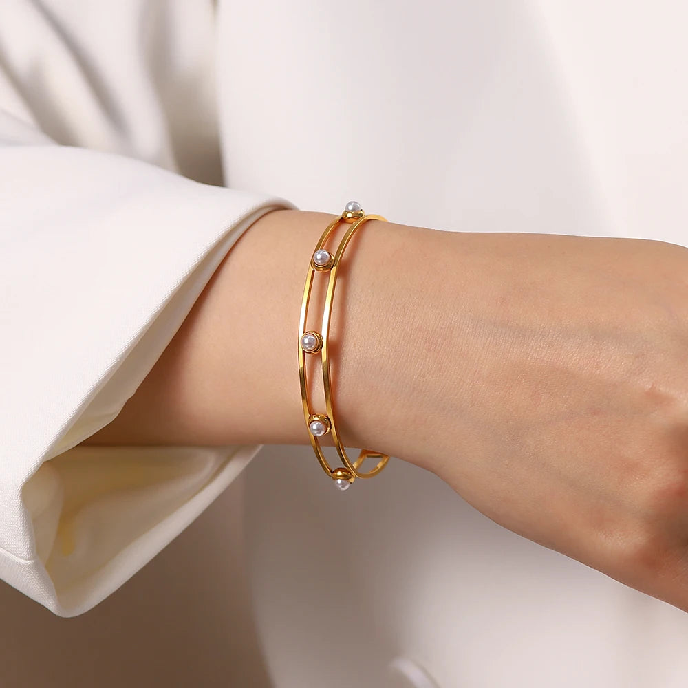 Wide Cuff Open Bracelet — Stainless Steel · PS380