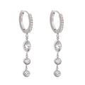 Cubic zirconia geometric chain earrings in gold-plated stainless steel with cubic zirconia.