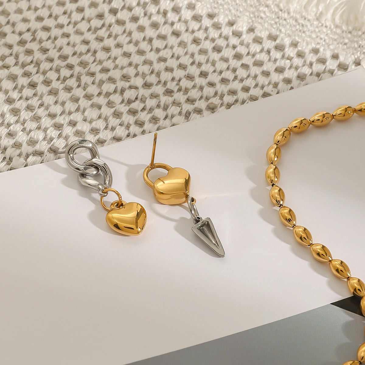 Heart Spike Drop Earrings — Stainless Steel · PS061