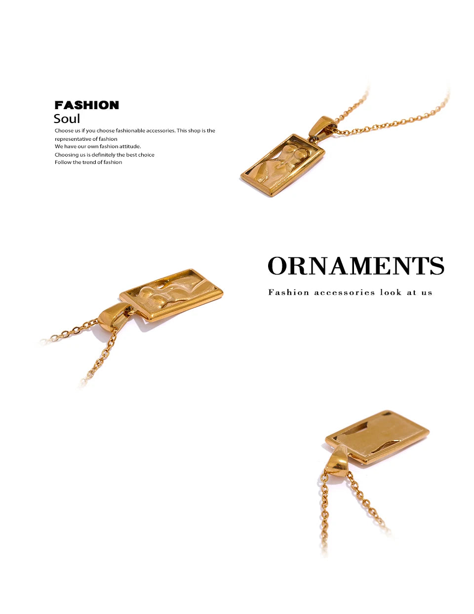 Geometric necklace in gold-plated stainless steel.