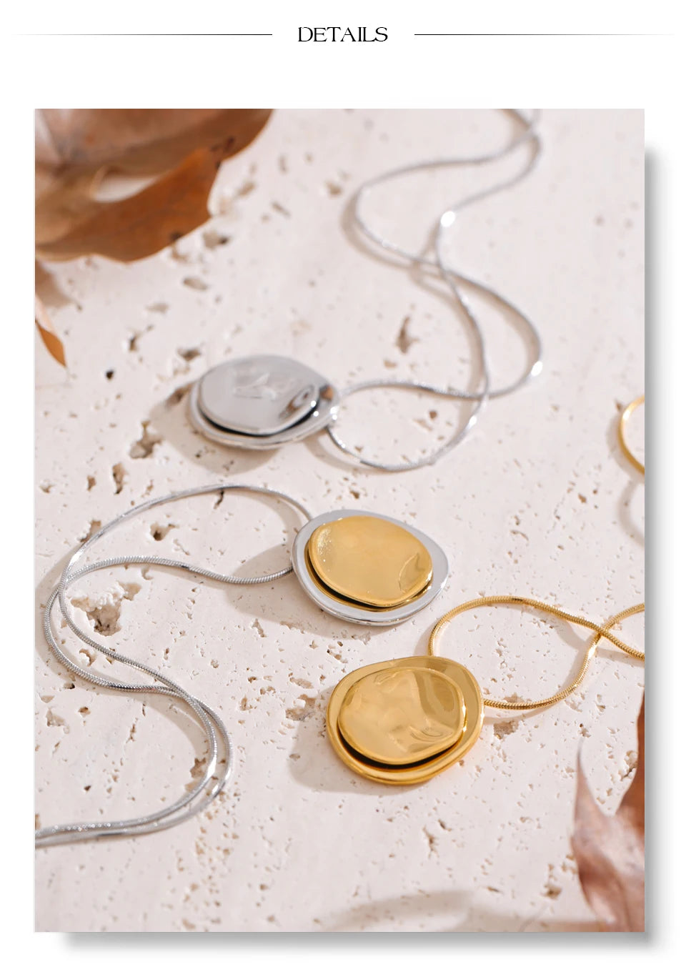 Coin geometric necklace in gold-plated stainless steel.