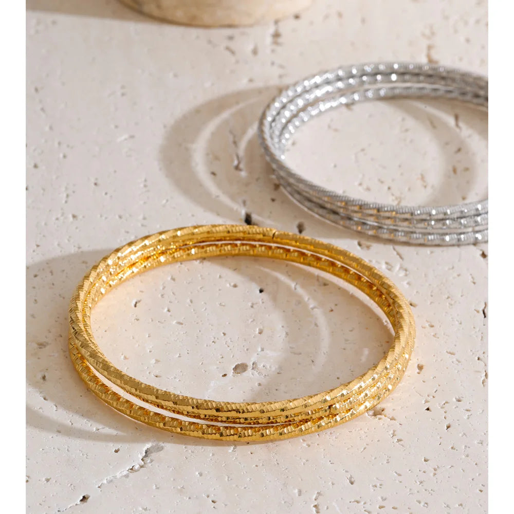 Geometric Layered Bracelet — Gold-Plated Stainless Steel · PS1635
