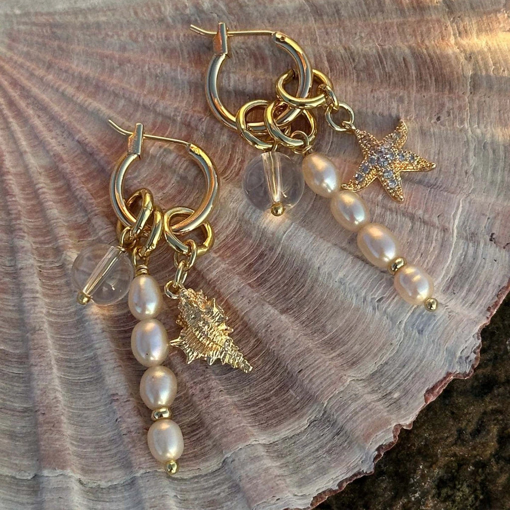 Fashion New Product Summer Ocean Series Sea Star Seahorse Pearl Small Fish Earrings Earrings Gold Plated