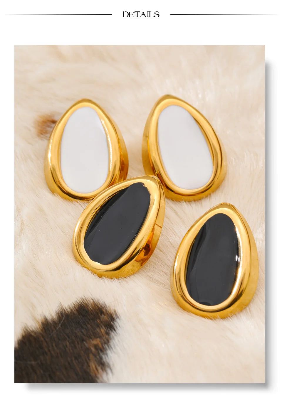 Enamel multi-color geometric earrings in gold-plated stainless steel with enamel.