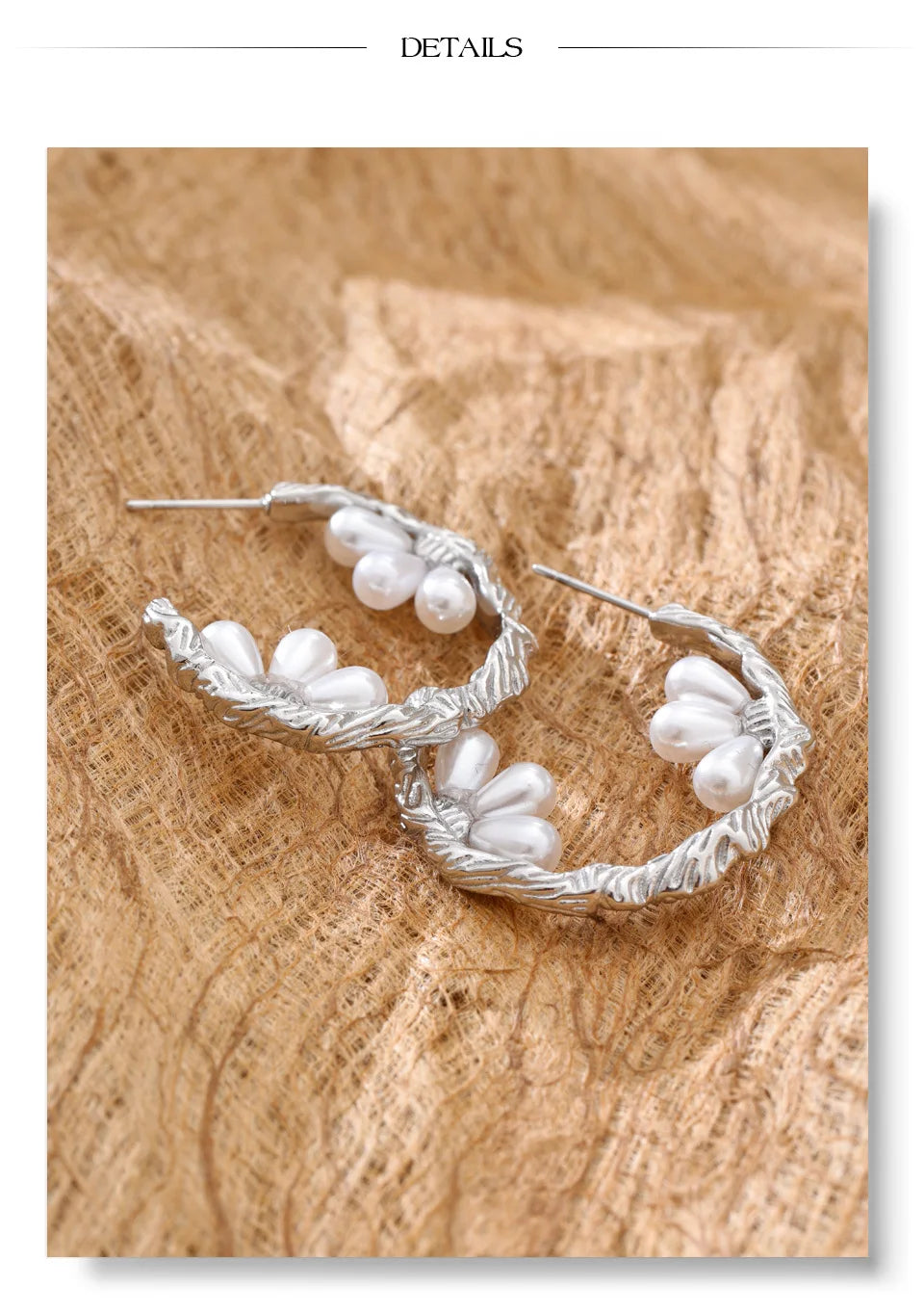 Pearl geometric earrings in gold-plated stainless steel with pearl.