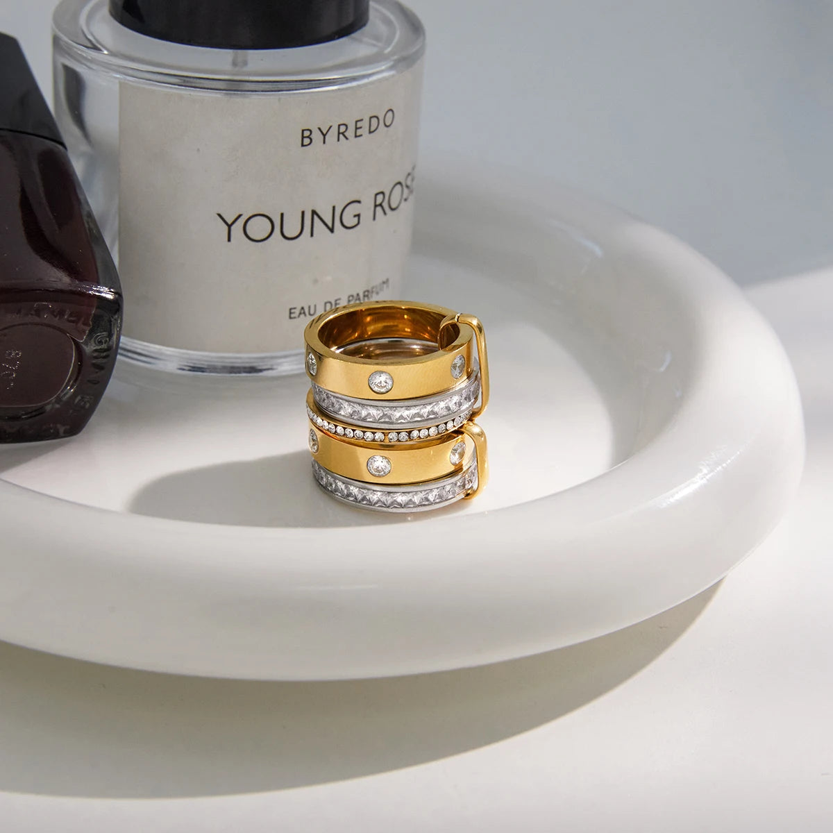 Two-Tone CZ Ring — Stainless Steel · PS355