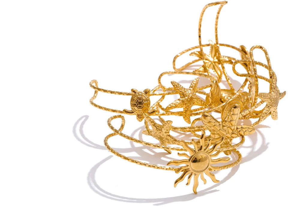 Shell Star Sun Bracelet — Gold-Plated Stainless Steel with Shell · PS2309