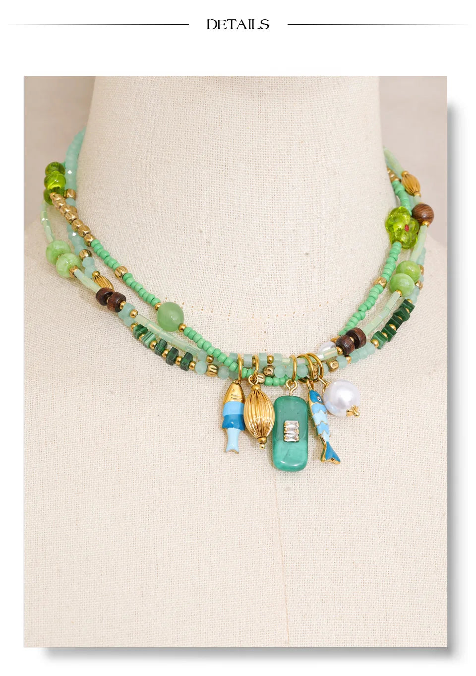 Pearl crystal geometric necklace in gold-plated stainless steel with pearl and crystal.