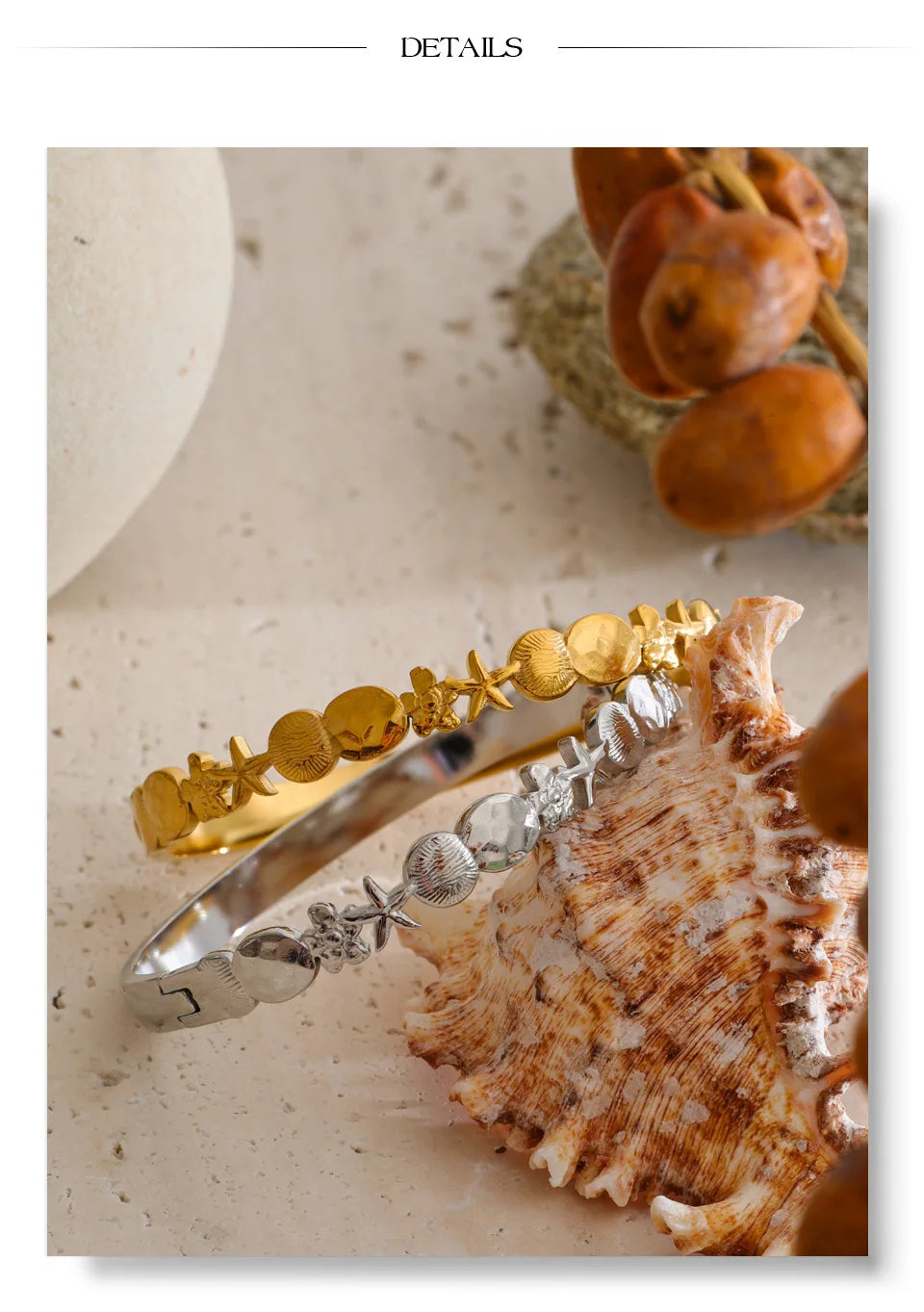 Flower star geometric bracelet in gold-plated stainless steel.