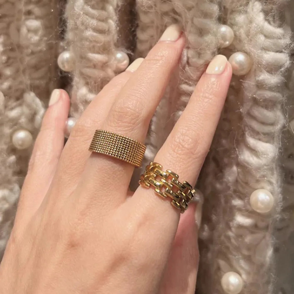 Oval Stone Ring Stack — Stainless Steel · PS267
