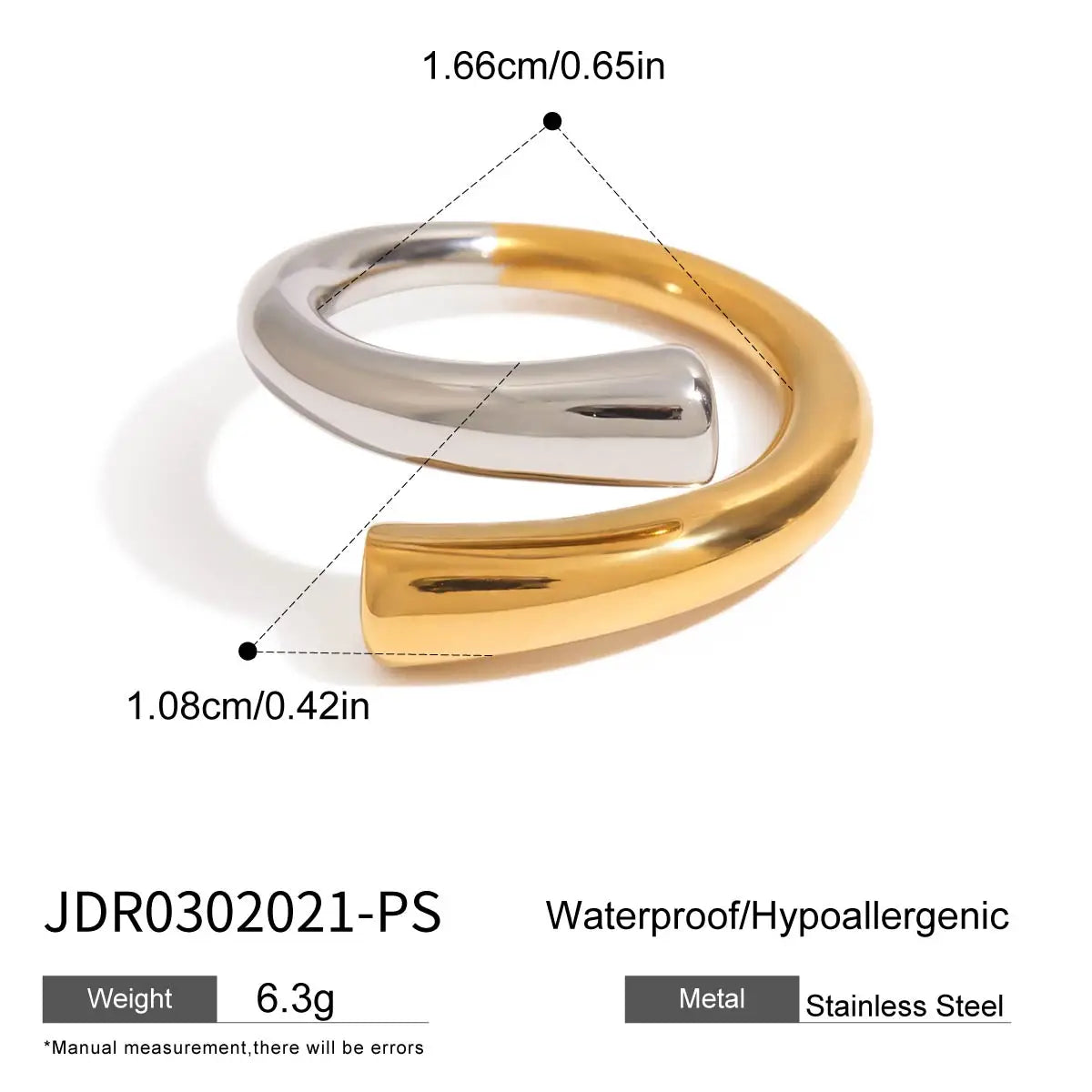 Two-Tone Hollow Irregular Ring — Stainless Steel