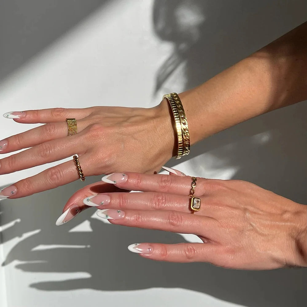 Woven Wide Band Ring — Stainless Steel · PS382