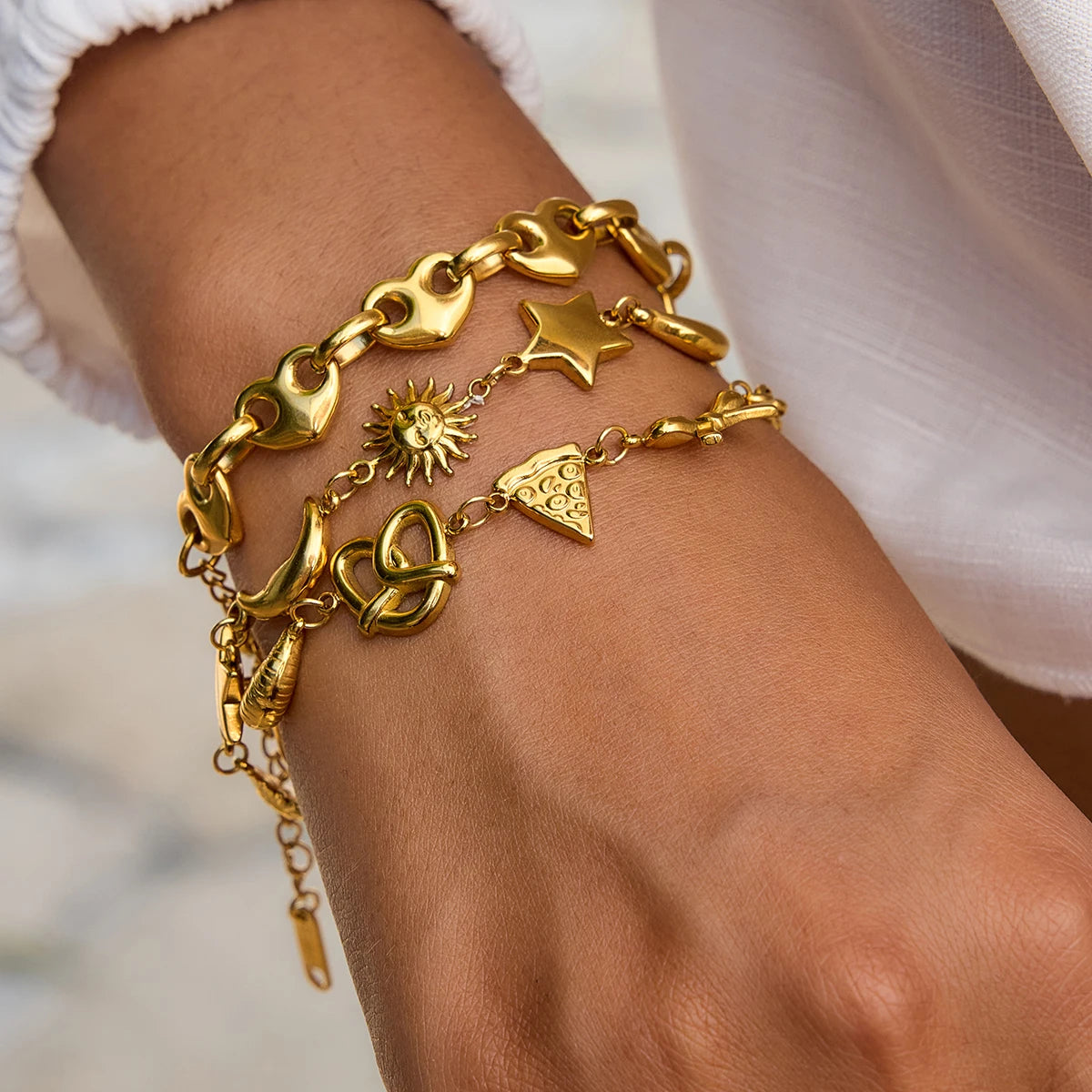 Celestial Charm Bracelet Stack — Stainless Steel · PS042