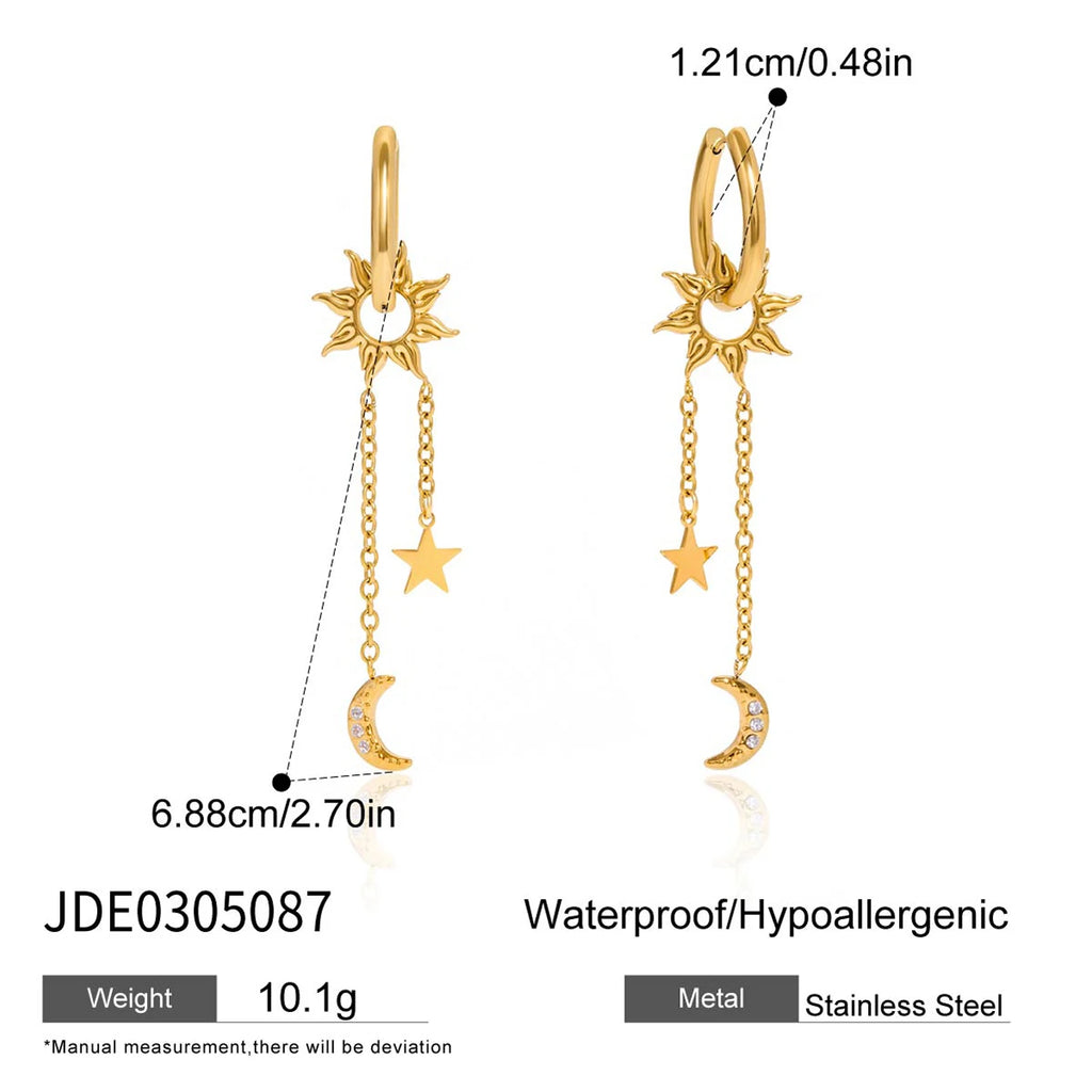 Moon Tassel Earrings — Stainless Steel · PS329
