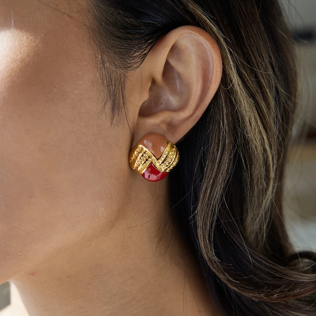 Two-Tone Woven Hoop Earrings — Stainless Steel · PS100