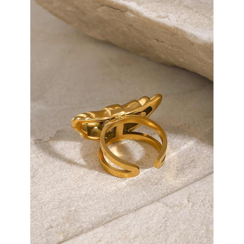Spiral Shell Open Ring — Stainless Steel · PS245
