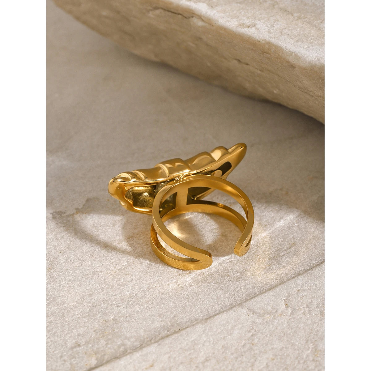 Spiral Shell Open Ring — Stainless Steel · PS245