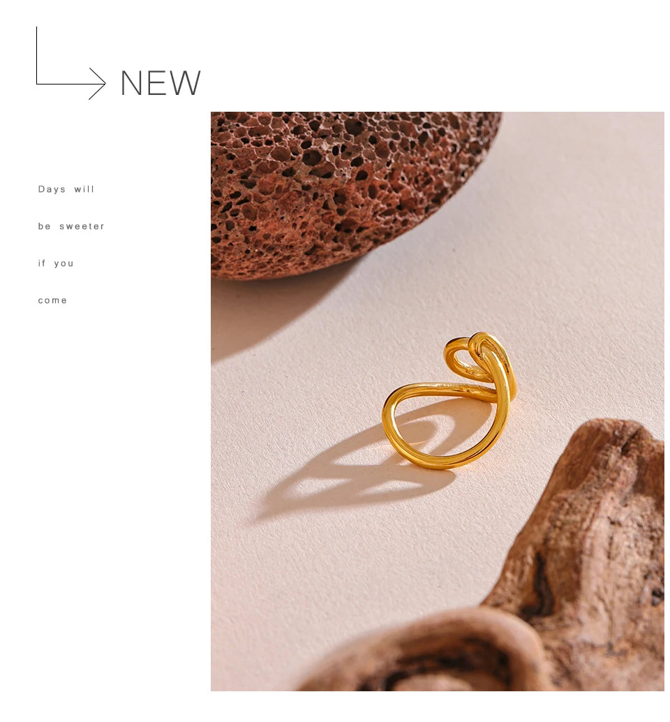 Geometric ring in 18K gold-plated 316L stainless steel.