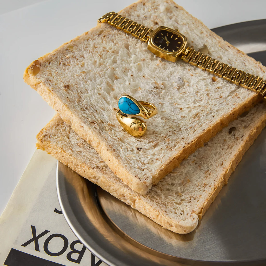 Color Stone Statement Ring Stack — Stainless Steel · PS249