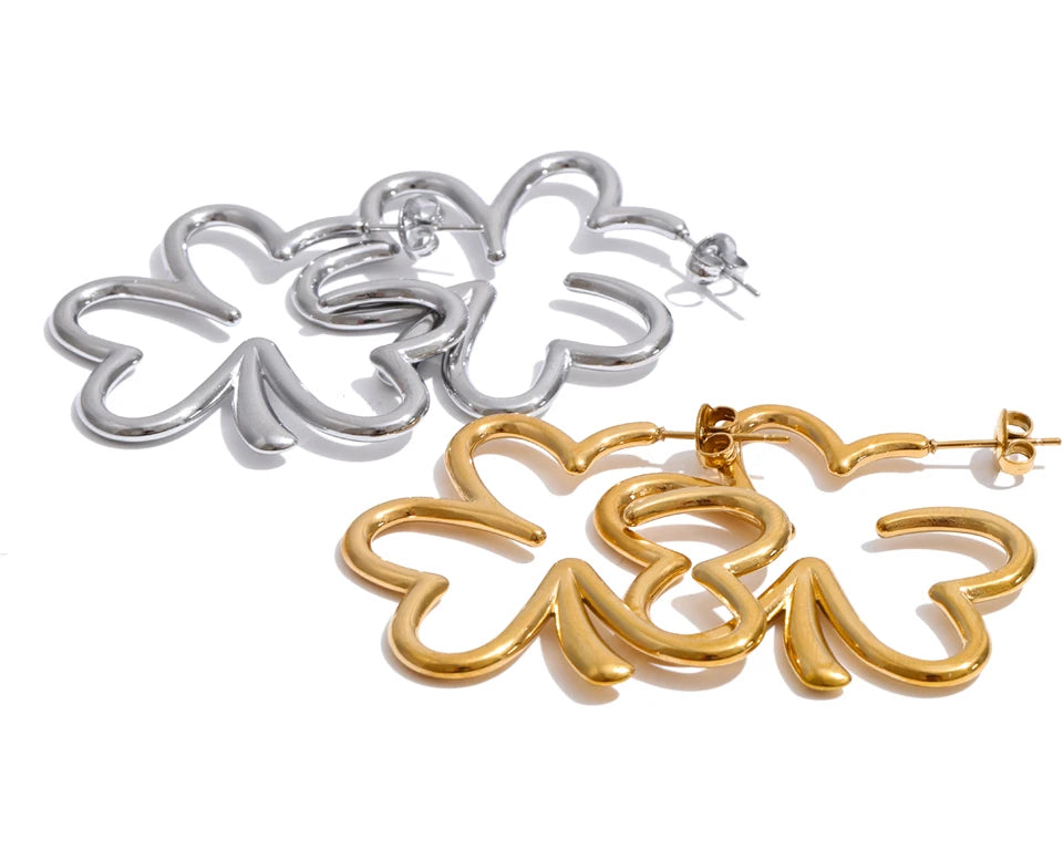 Flower Minimalist Earrings — Gold-Plated Stainless Steel · PS1296
