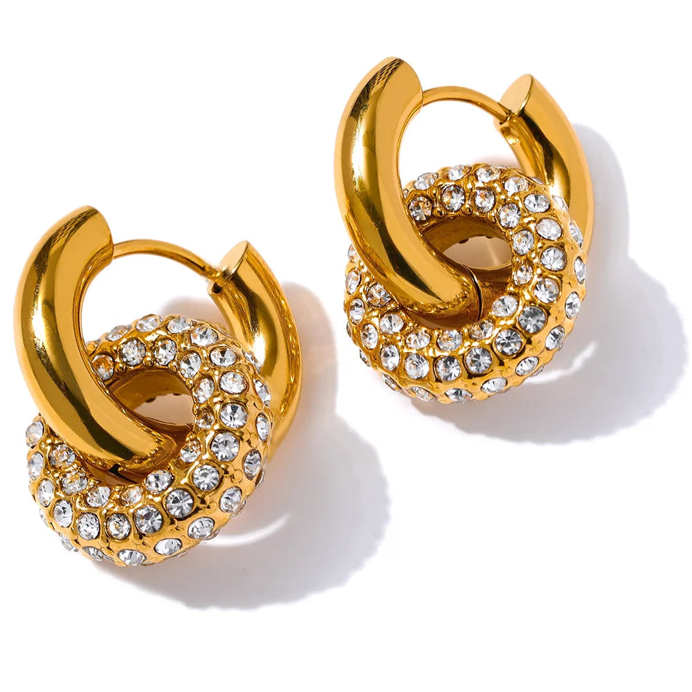 Gold-plated earrings with cubic zirconia stones.