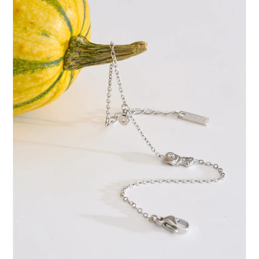 Cubic Zirconia Chain Bracelet — Gold-Plated Stainless Steel with Cubic Zirconia · PS1125