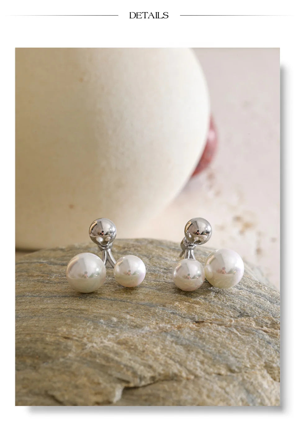 Pearl geometric earrings in gold-plated stainless steel with pearl.