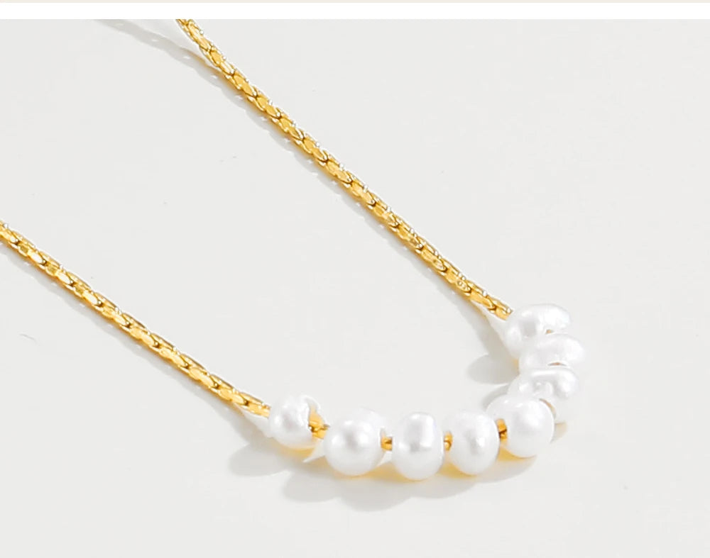 Chain Natural Pearl Pendant Chain Necklace — 316L Stainless Steel · PS470
