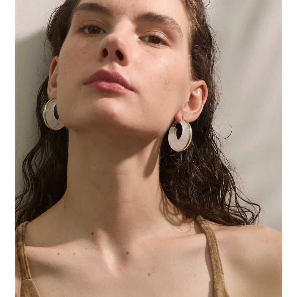 Black Acrylic Geometric Earrings — Gold-Plated Stainless Steel with Acrylic · PS2280