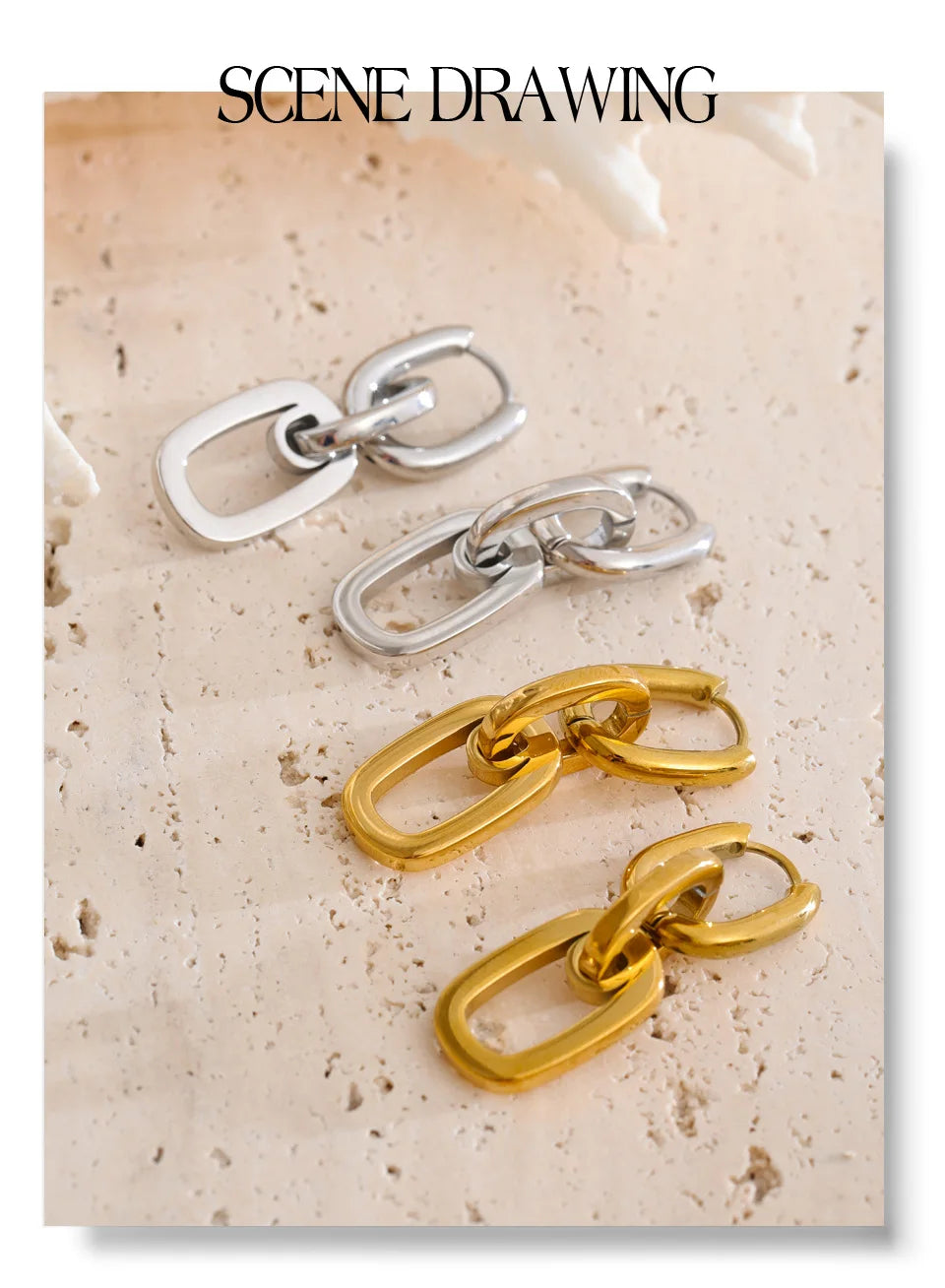 Geometric earrings in gold-plated stainless steel.