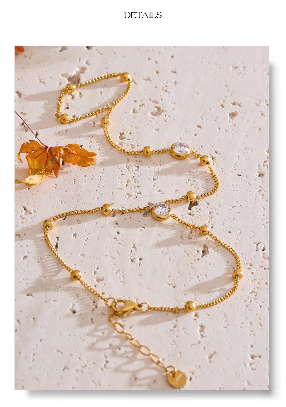 Cubic Zirconia Chain Bracelet — Gold-Plated Stainless Steel with Cubic Zirconia · PS2107