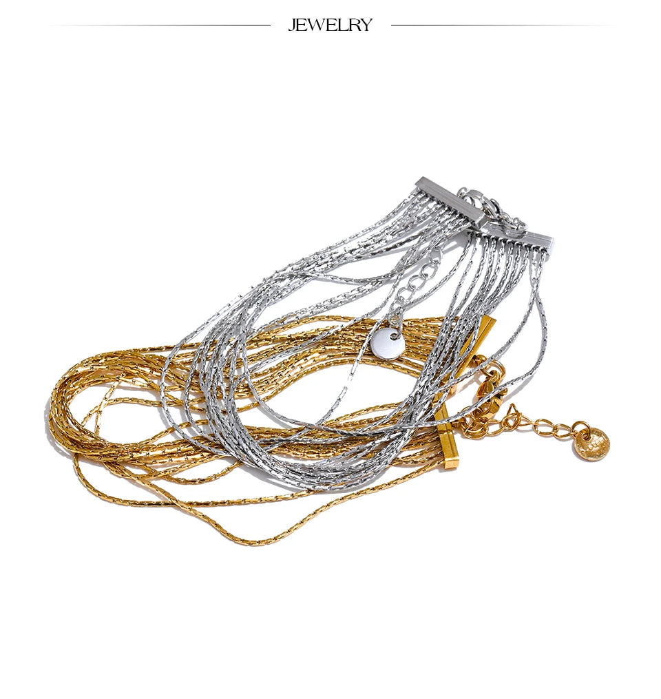 Geometric Chain Layered Bracelet — Gold-Plated Stainless Steel · PS1761