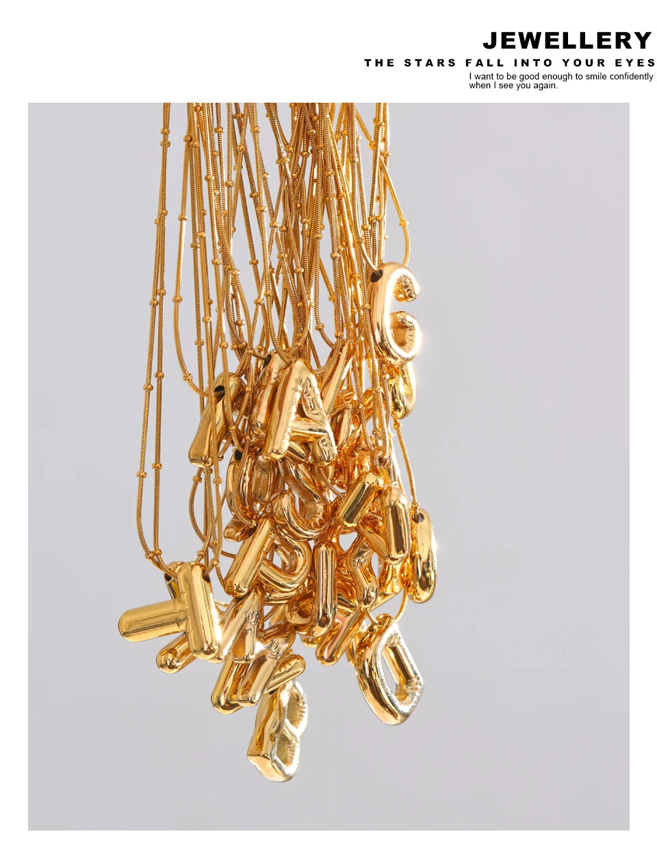 Geometric chain necklace in gold-plated stainless steel.