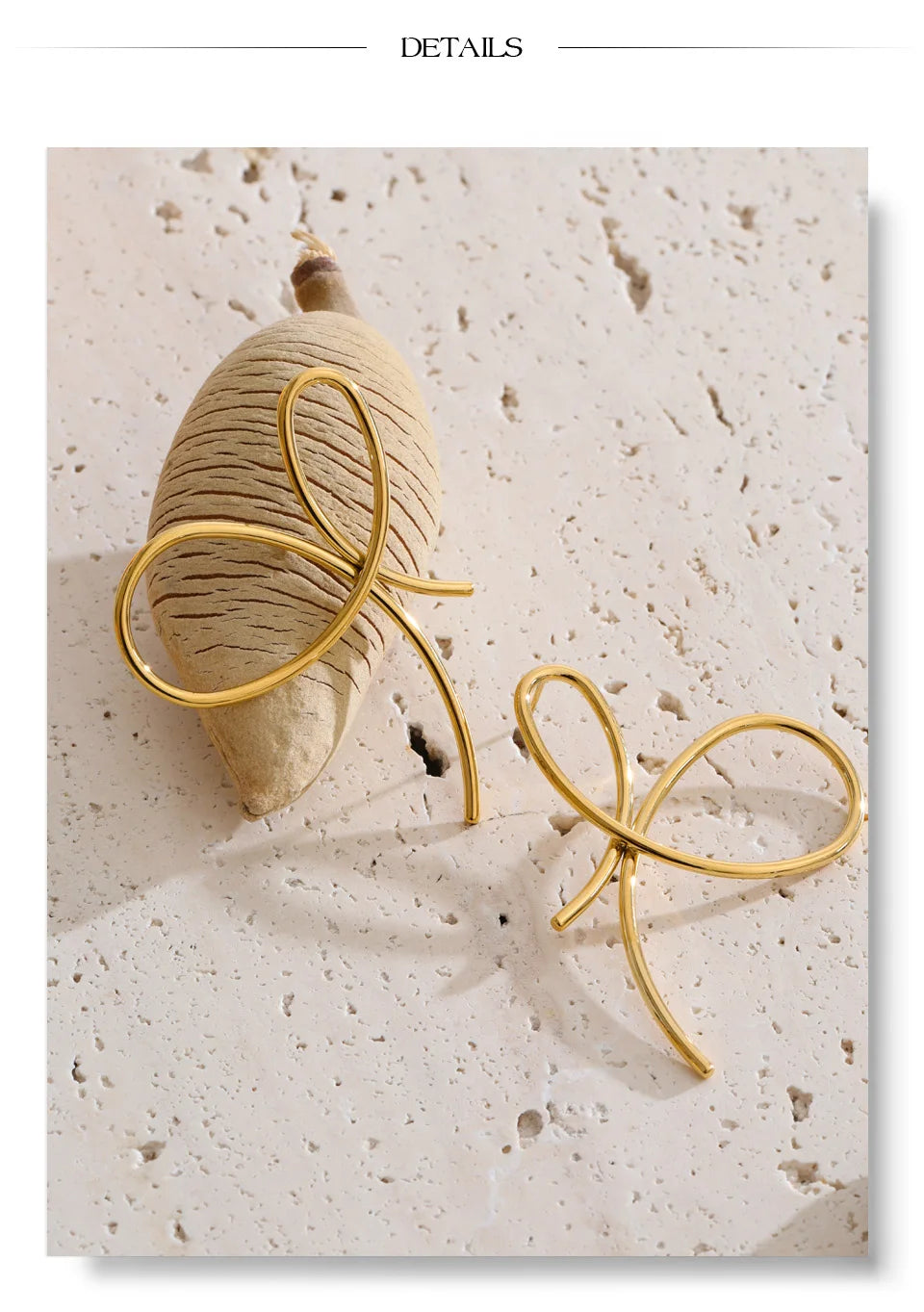 Bow Geometric Earrings — Gold-Plated Stainless Steel · PS1230